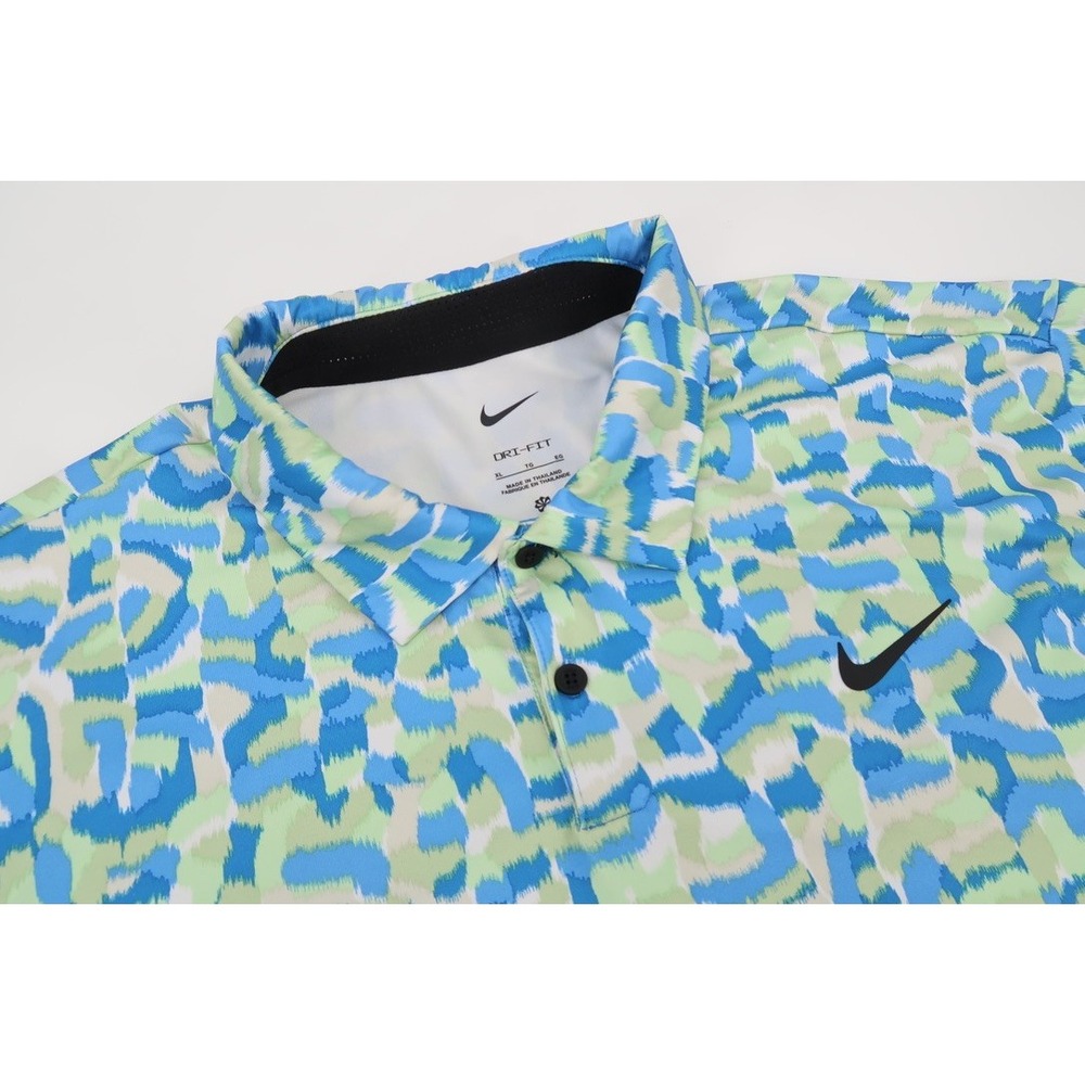 Nike‎ Mens XL Golf Tour Dri-Fit Blue Confette Print Polo Shirt FD5939-435